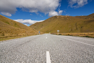 Scenic road through the mountains in New Zealand