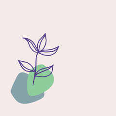 Boho style abstract composition with geometrical shapes and flower. Vector illustration.