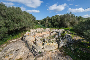Fototapeta na wymiar Ses Arenes de Baix sepulcher, end of the dolmen period, Ciutadella, Menorca, Balearic Islands, Spain