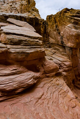 Eroded by water and wind cliffs in the canyon. Little Wild Horse Canyon. San Rafael Swell, Utah