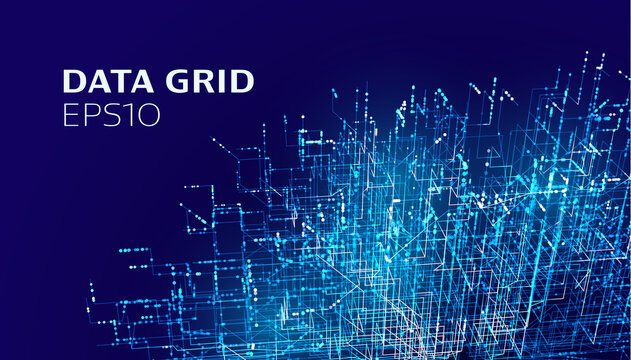 Business technology abstract vector background. Tech grid data circuit