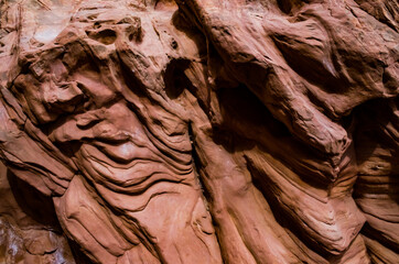 Eroded by water and wind cliffs in the canyon. Little Wild Horse Canyon. San Rafael Swell, Utah