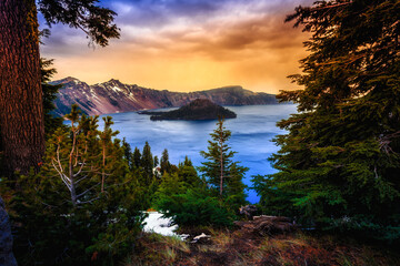 Sunset Views on Crater Lake, Crater Lake National Park, Oregon © Stephen