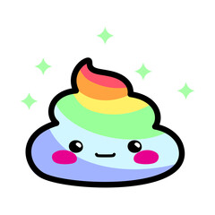Kawaii foam or whipped cream icon in rainbow colors – isolated vector illustration on a white background