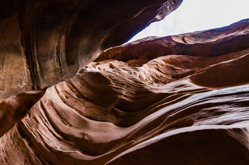 Eroded by water and wind cliffs in the canyon. Little Wild Horse Canyon. San Rafael Swell, Utah