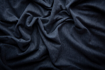 Black cloth background and texture, Grooved of black fabric abstract