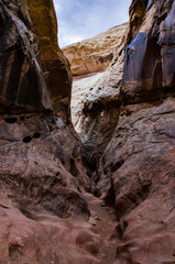 Eroded by water and wind cliffs in the canyon. Little Wild Horse Canyon. San Rafael Swell, Utah