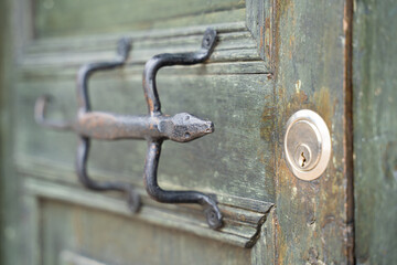 Très belle poignée de porte en fer forgé, Villa de Leyva, Boyacá, Colombie