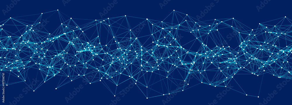 Leinwandbilder Abstract digital background of points and lines. Glowing black plexus. Big data. Network or connection. Abstract technology science background. 3d vector illustration.