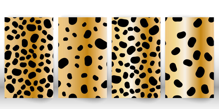 Set of leopard print. Panther skin. Retro fabric pattern. Spotted fur texture. Animal print leopard.