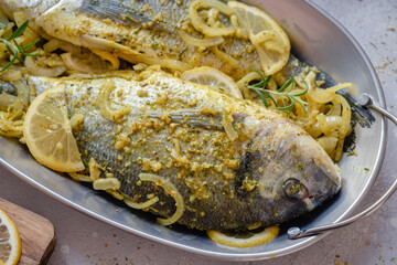 marinated with lemon, onion and spices