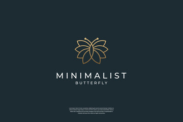 Minimalist elegant Butterfly logo design with line art style