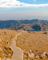 The trail to Nemrut Mountain for tourists from the car parking. Kahta, Adiyaman, Turkey