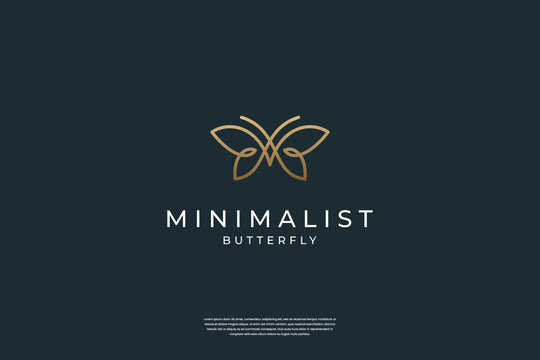 Minimalist elegant Butterfly logo design with liner