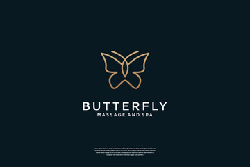 Elegant Butterfly logo design with line art style