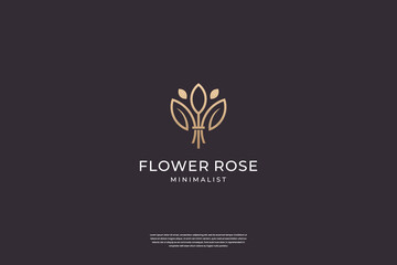 Minimalist elegant Flower logo design with line art style