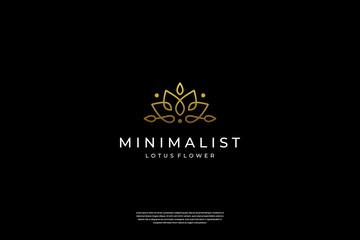 Obraz na płótnie Canvas Minimalist elegant Lotus flower logo design with line art style