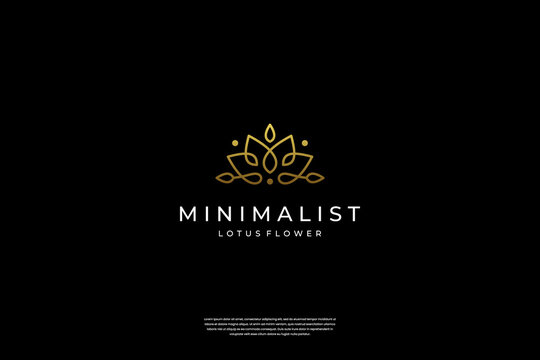 Minimalist Elegant Lotus Flower Logo Design With Line Art Style