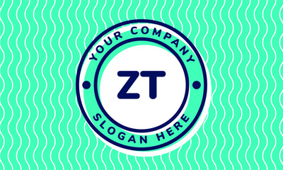 Monogram Logotype circle mint rounded premade logo alphabet characters waves background