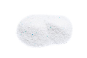 washing powder heap isolated on white background. washing detergent cut out