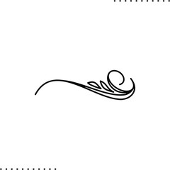 Ornamental filigree flourishes and thin divider vector icon in outline