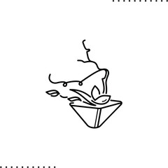 ikebana, flower arrangement vector icon in outlines