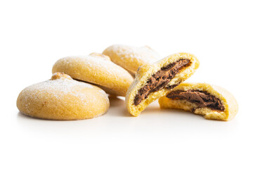 Cookies with chocolate cream. Sweet biscuits.