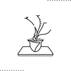 ikebana, flower arrangement vector icon in outlines