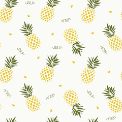 Seamless Pattern Love Pineapple Fruit design for background, wallpaper, clothing, wrapping, fabric