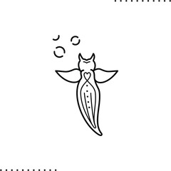 Sea angel, cold-water pteropod mollusk vector icon in outlines