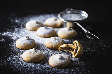 Cookies with chocolate cream. Sweet biscuits.