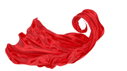 Beautiful flowing fabric of red wavy silk or satin. 3d rendering image.