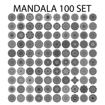 various mandala collections - 100. Ethnic Mandala ornament. Round pattern set.