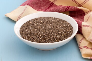 Chia seeds on a white dish