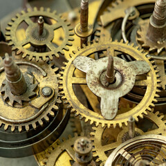 Old clock mechanism, inside of clockwork