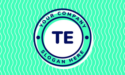 Monogram Logotype circle mint rounded premade logo alphabet characters waves background