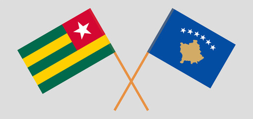 Crossed flags of Togo and Kosovo. Official colors. Correct proportion