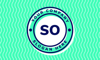 Monogram Logotype circle mint rounded premade logo alphabet characters waves background