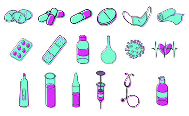 medical equipment logos elements set