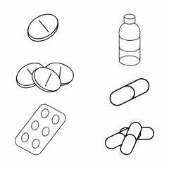 Pills and capsules logo clip art set