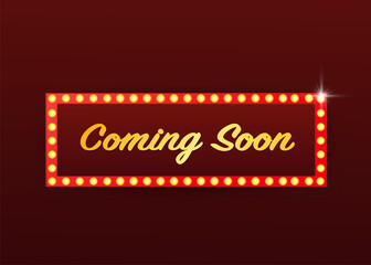 Retro flat illustration with coming soon light retro on light background. Vector illustration design. Magic concept.