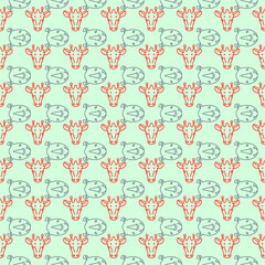 Patr&oacute;n de animales jirafa-rinoceronte