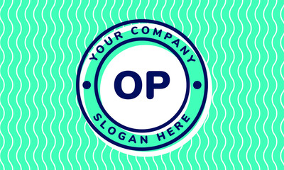 Monogram Logotype circle mint rounded premade logo alphabet characters waves background