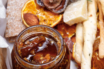 homemade jam in a jar. Still life
