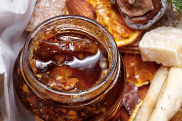 homemade jam in a jar. Still life