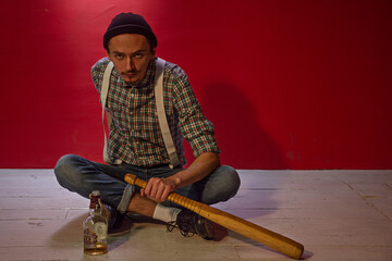 Artistic studio session for criminal like male character
