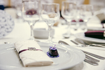 stylish reception table details plates and glasses