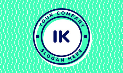 Monogram Logotype circle mint rounded premade logo alphabet characters waves background