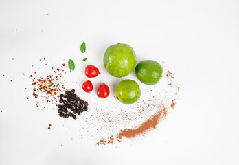 Ants in a plate with lemons cherry tomatoes and spices