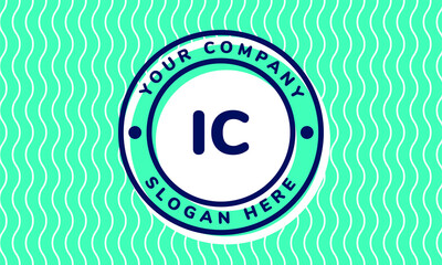 Monogram Logotype circle mint rounded premade logo alphabet characters waves background